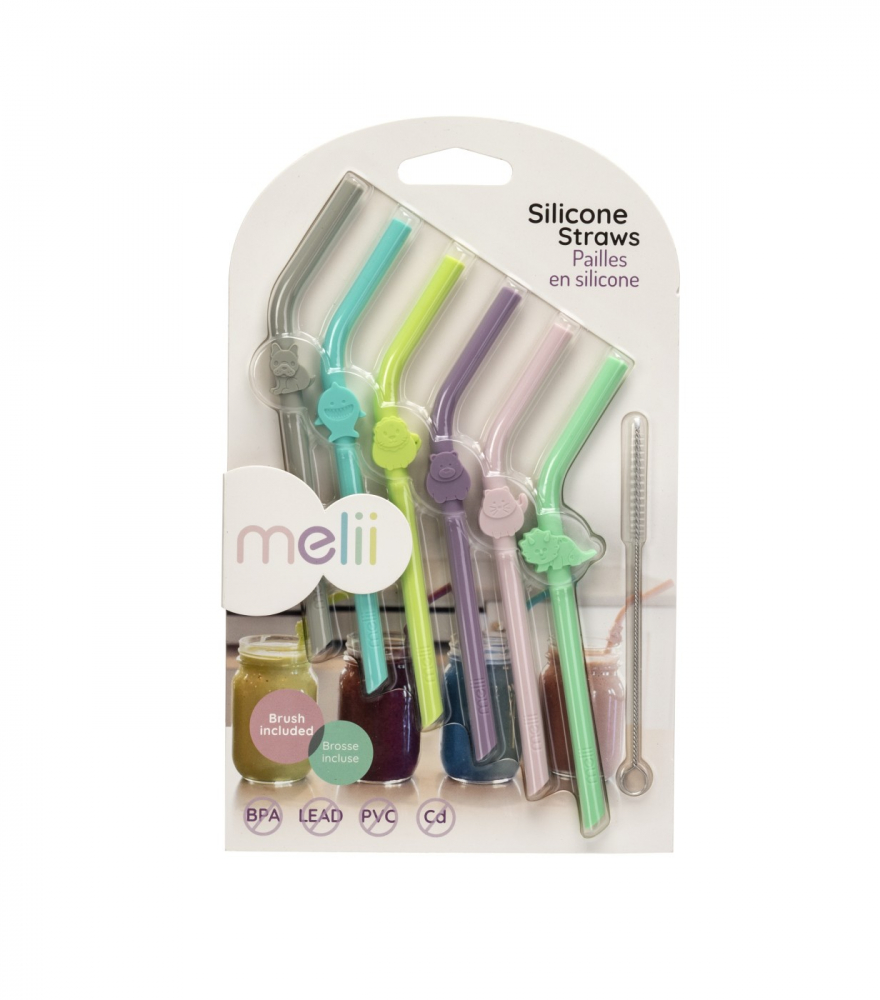 Set 6 bucati paie Melii din silicon reutilizabile model animale
