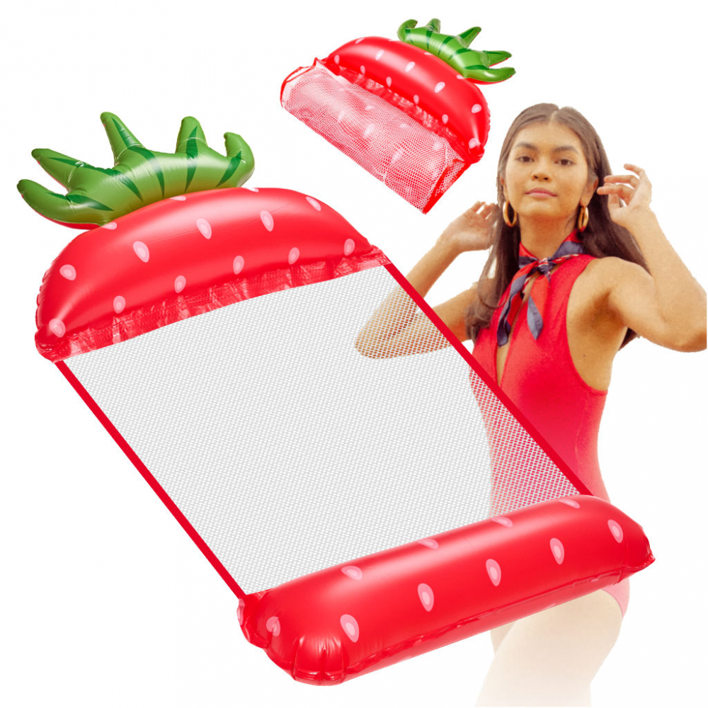 Saltea gonflabila tip hamac, pentru plaja si piscina, dimensiune 150 x 70 cm, model Capsunica