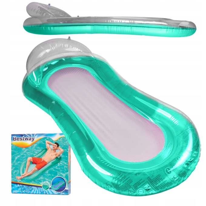 Saltea gonflabila pentru plaja si piscina cu Spatar si Cotiere, 2 camere de aer independente si plasa, 159 x 77 cm, sarcina maxima 90 kg, Turcoaz - 1 | YEO