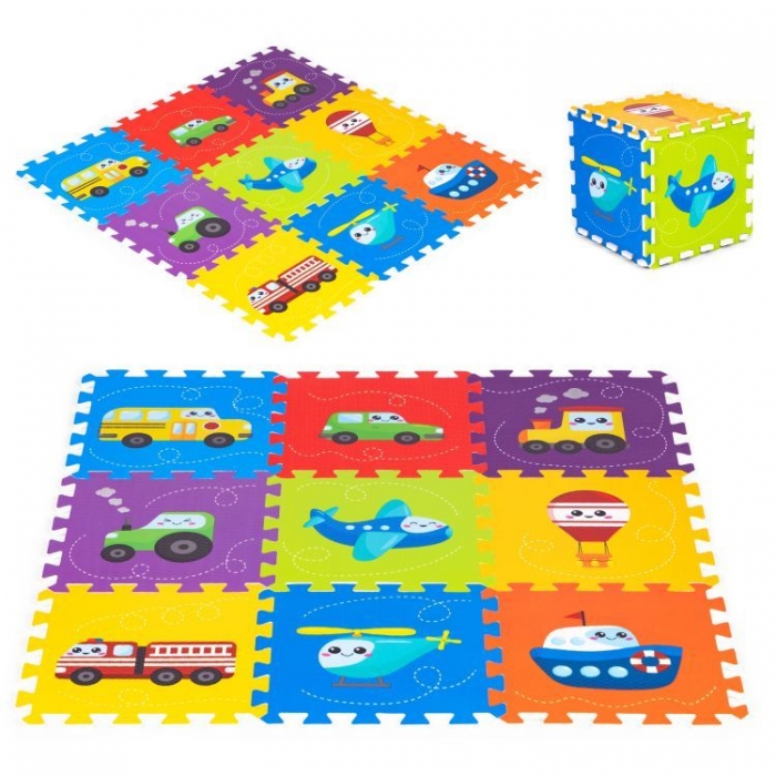 Salteluta de joaca pentru copii 86 x 86 x 1 cm IPlay 0392 Vehicule