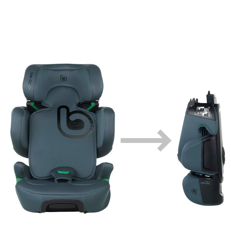 Scaun auto Be Cool Foldy Be Petrol, I-Size, Cu sistem isofix, Pliabil, 100-150 cm, 4-12 ani, ECE R129