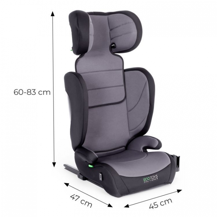 Scaun auto cu Isofix Ecotoys Gri, grupa 100-150 cm, i-Size, omologare R12903 - 8