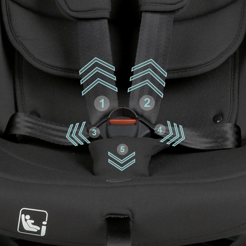 Scaun auto iSize 40-150 cm Coccolle Nobi Diamond Black cu Isofix, pozitie somn, Tetiera reglabila, Rotativ, Insert nou nascut