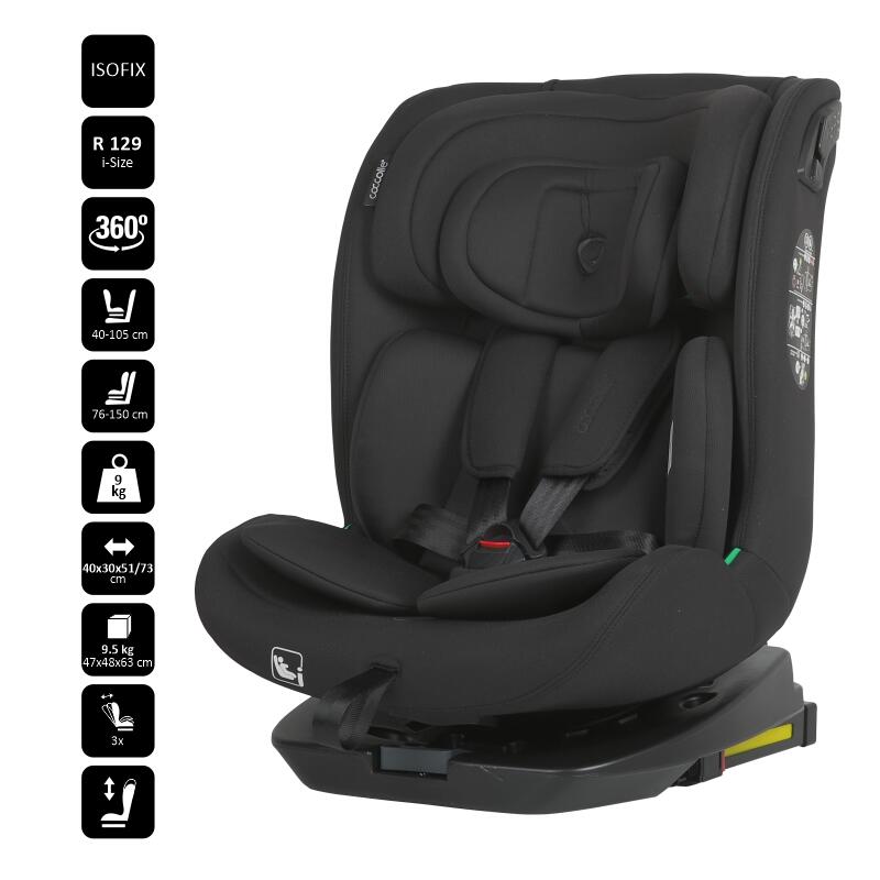 Scaun auto iSize 40-150 cm Coccolle Nobi Diamond Black cu Isofix, pozitie somn, Tetiera reglabila, Rotativ, Insert nou nascut - 6