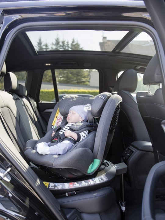 Scaun auto pentru copii cu isofix 4 in 1, Adamex Trip, omologat R129 i-Size, rotativ, cu picior de fixare, 12 niveluri de ajustare a suportului pentru cap, 40-150 cm sau 0-12 ani, Gri - 1