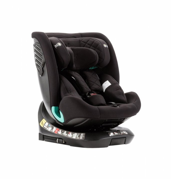 Scaun auto pentru copii cu isofix 4 in 1, Adamex Trip, omologat R129 i-Size, rotativ, cu picior de fixare, 12 niveluri de ajustare a suportului pentru cap, 40-150 cm sau 0-12 ani, Negru - 1