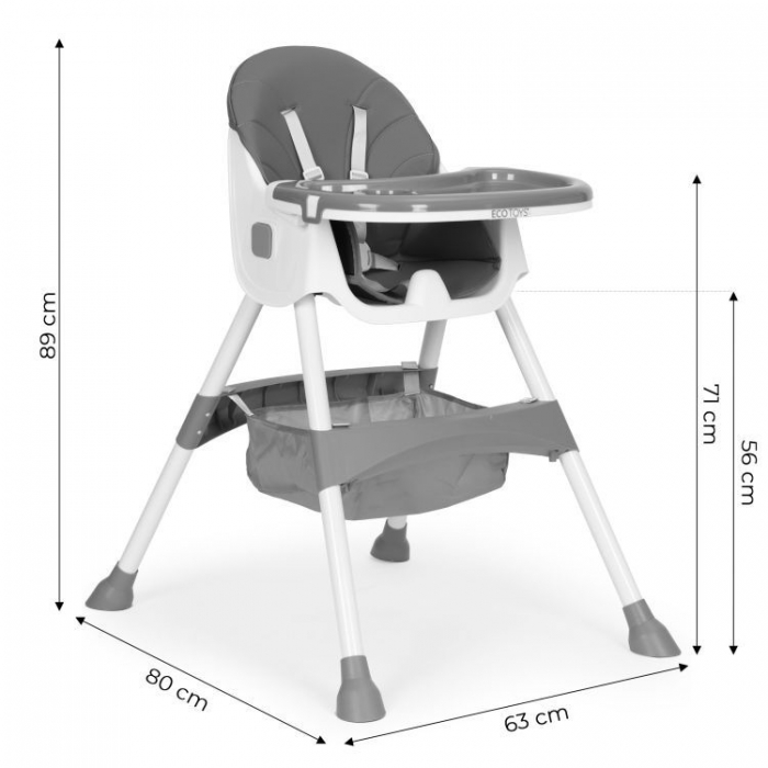 Scaun de masa pentru copii Ecotoys HC521 Gri - 2 | YEO