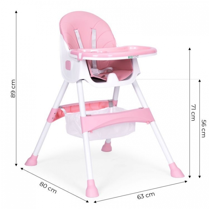 Scaun de masa pentru copii Ecotoys HC521 Roz - 2 | YEO