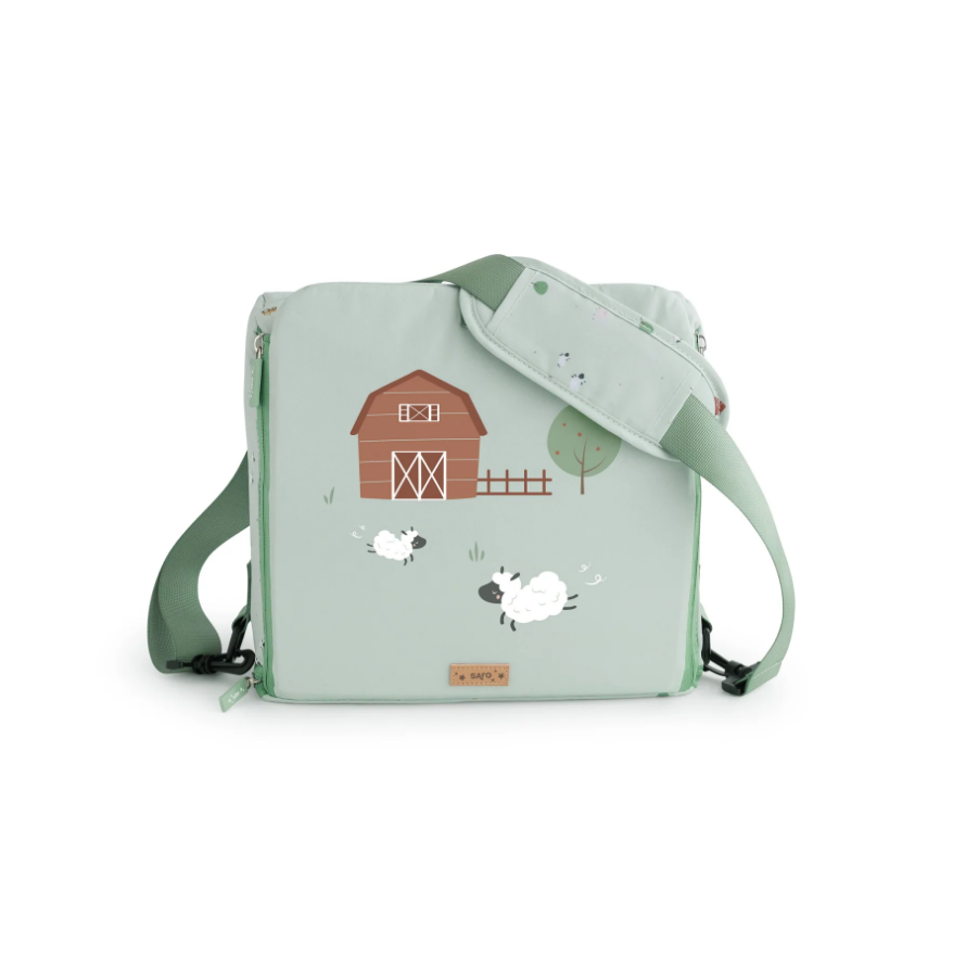 Scaun de masa portabil Funny Farm 2 in 1, design multifunctional, geanta de mana, centura de siguranta - 1 | YEO