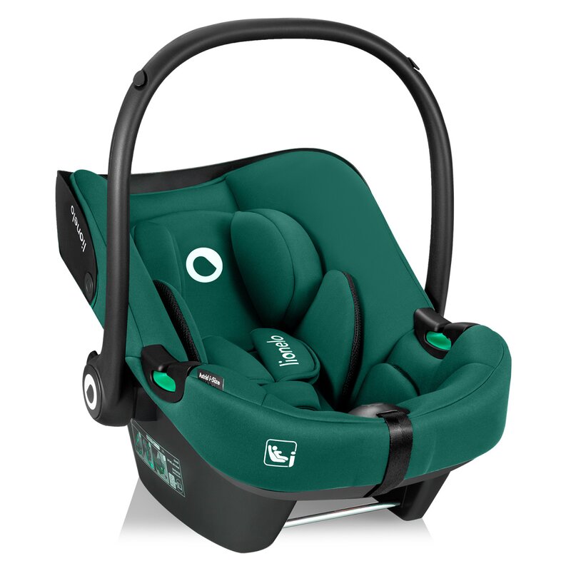 Scoica auto Lionelo i-Size Astrid Verde, 0-13 Kg, 40-87 cm, maner si capotina reglabile, protectie laterala avansata, salteluta confortabila, testat ADAC, Conform cu standardul R129 - 1 | YEO