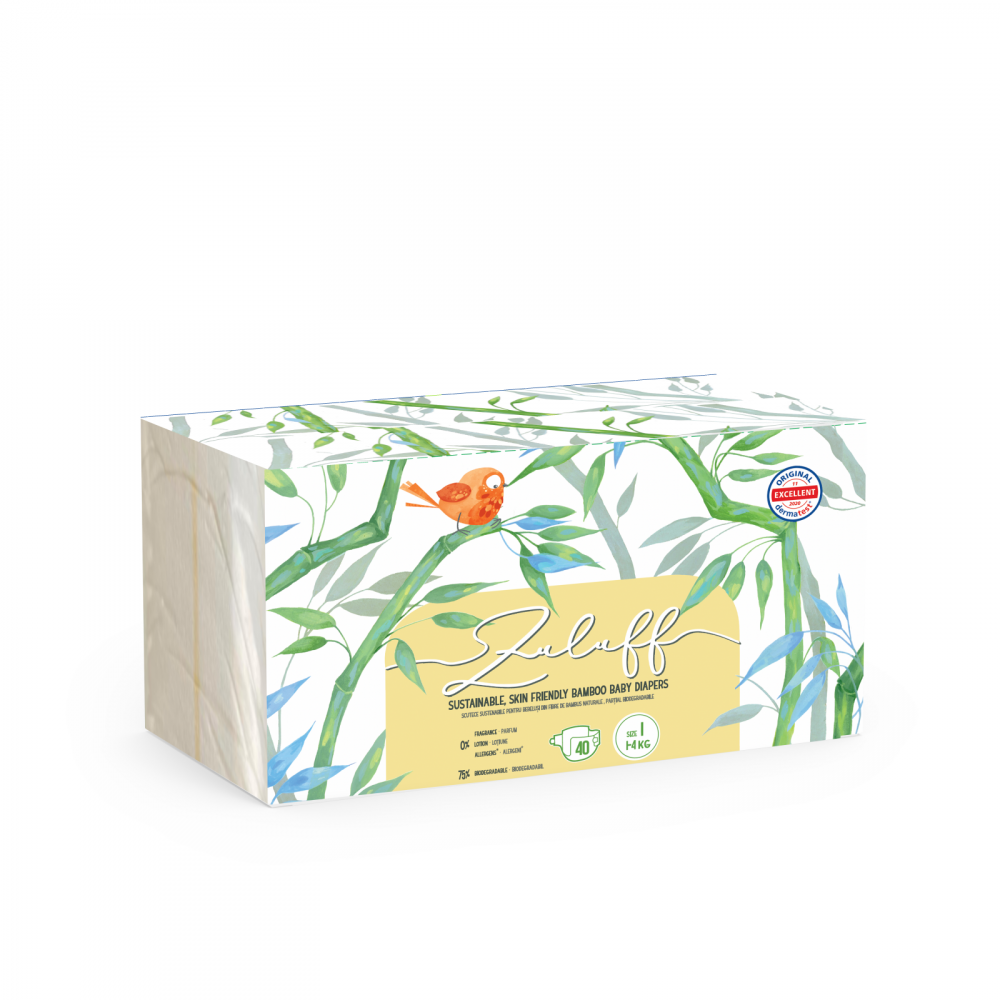 Scutece din bambus Zuluff, marime 1, 1-4 kg, 40 bucati - 2 | YEO