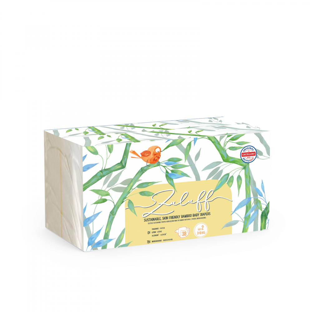 Scutece din bambus Zuluff, marime 2, 3-8 kg, 38 bucati