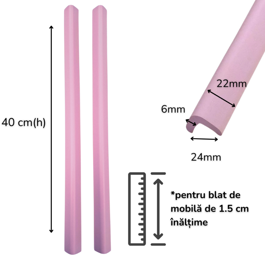 Set 2 benzi protectie muchii si margini Car Boy Safety din spuma mov pastel 24x900x22x6 mm - 1 | YEO