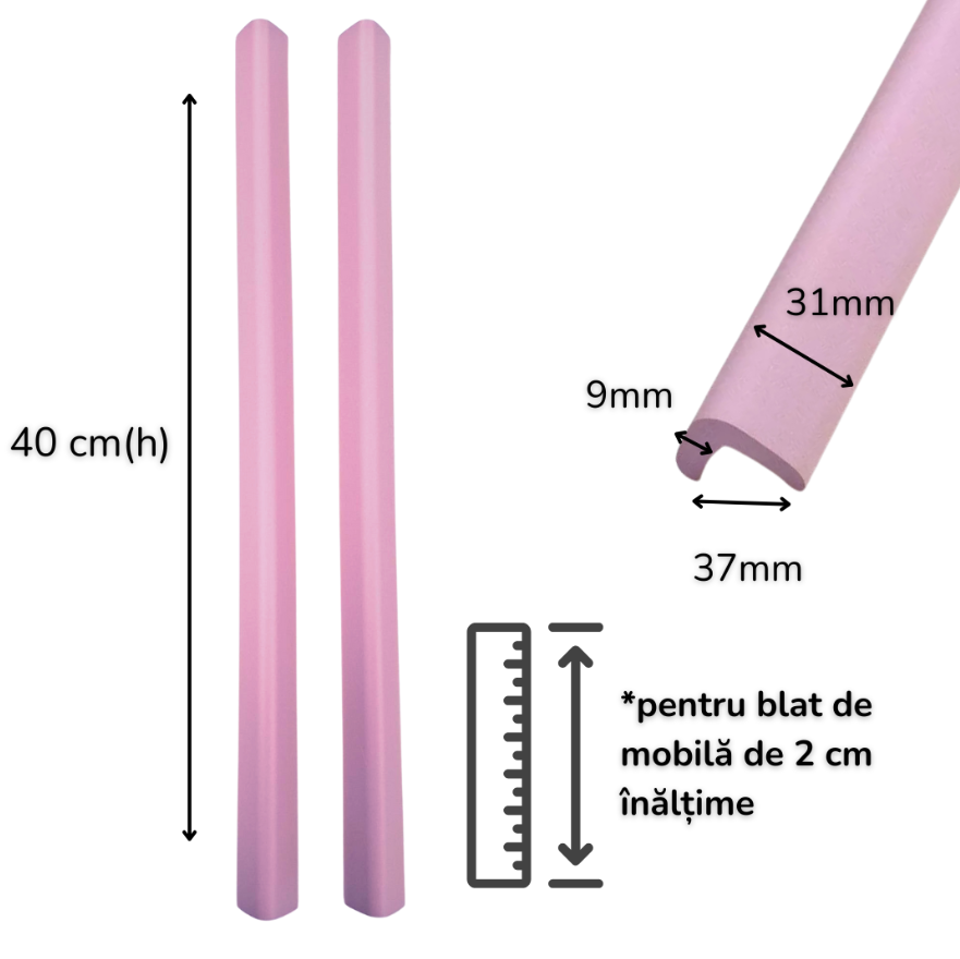 Set 2 benzi protectie muchii si margini Car Boy Safety din spuma mov pastel 37x900x31x9 mm - 1 | YEO