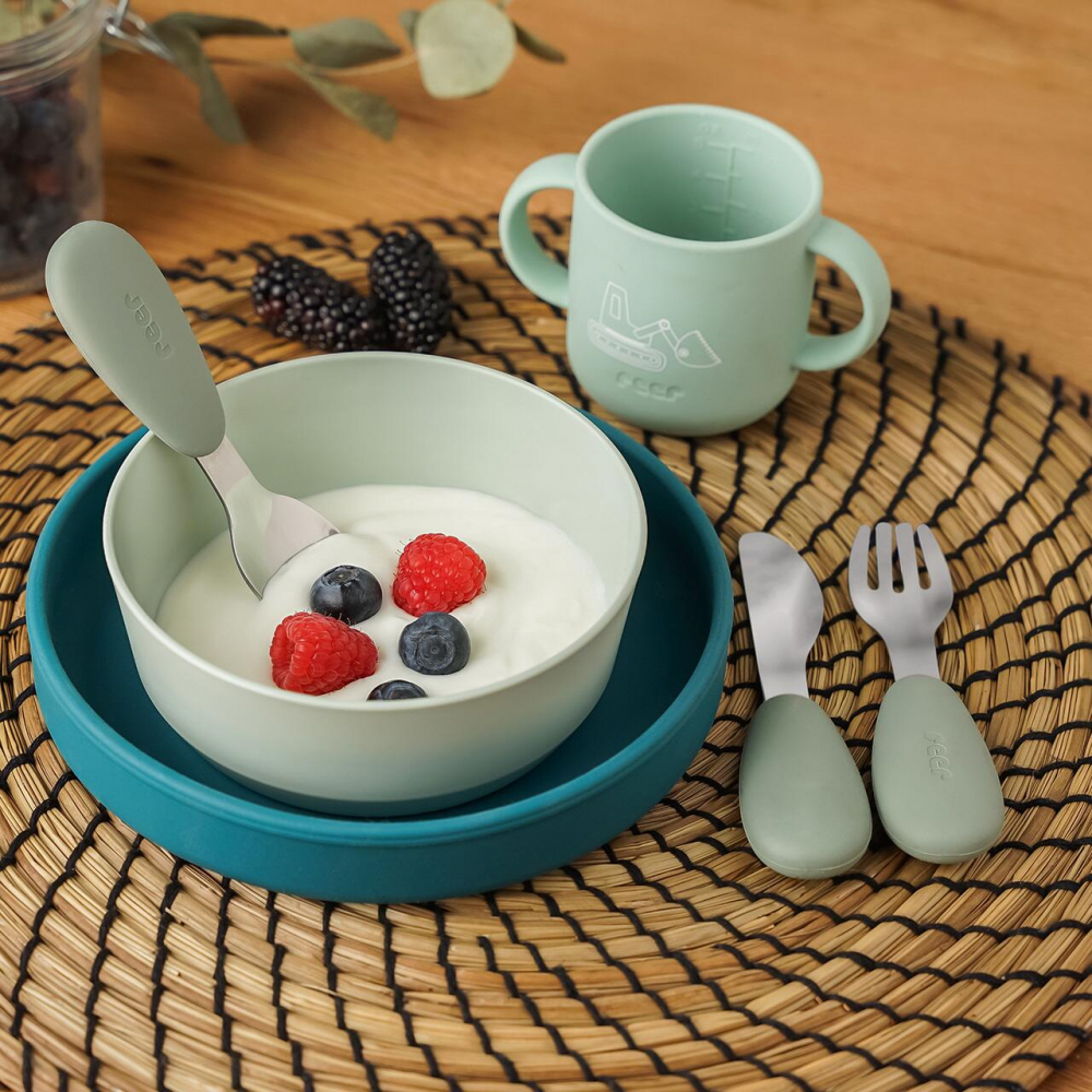 Set 3 tacamuri din otel inoxidabil Reer, manere din silicon, fara BPA, lavabile in masina de spalat vase - 1 | YEO
