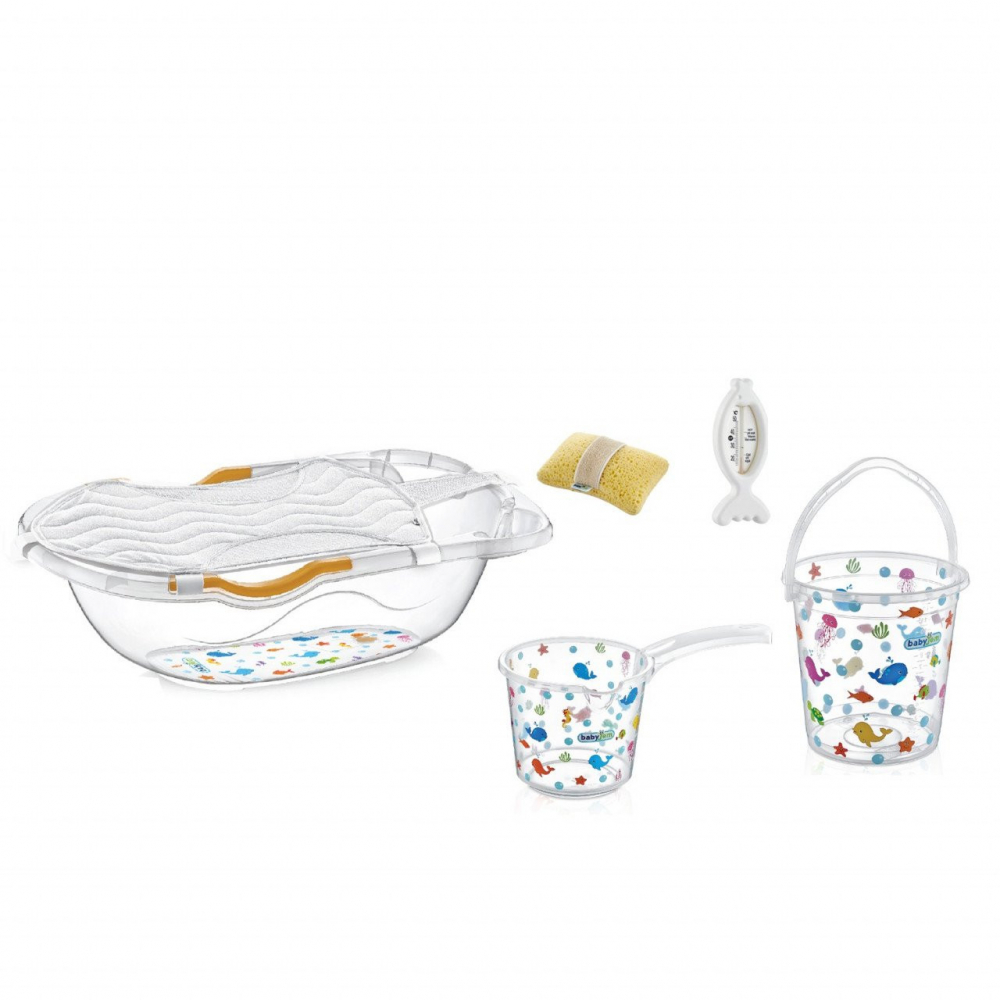 Set cadita de baie cu 6 piese BabyJem Alb - 2 | YEO