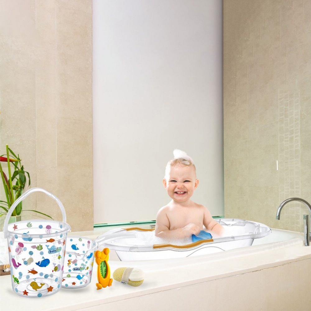 Set cadita de baie cu 6 piese BabyJem Alb