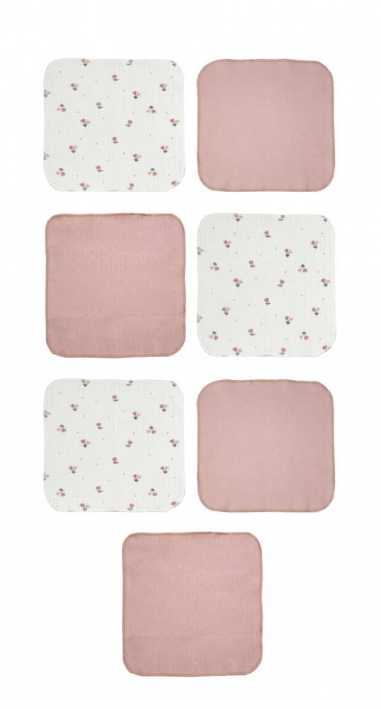 Set de 7 batistute din bumbac pentru bebelusi, BabyCosy, dimensiune 25 X 25 cm, roz
