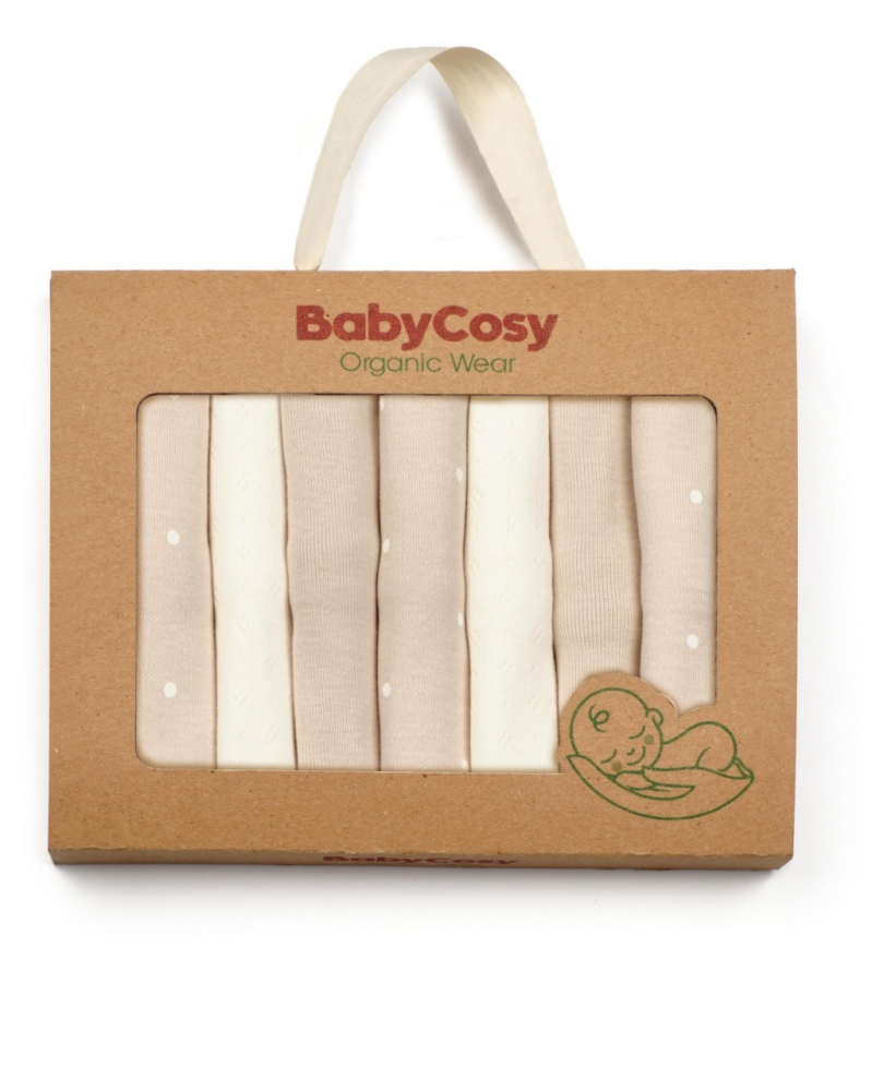 Set de 7 batistute din bumbac pentru bebelusi, BabyCosy, dimensiune 25 X 25 cm, stone - 2 | YEO