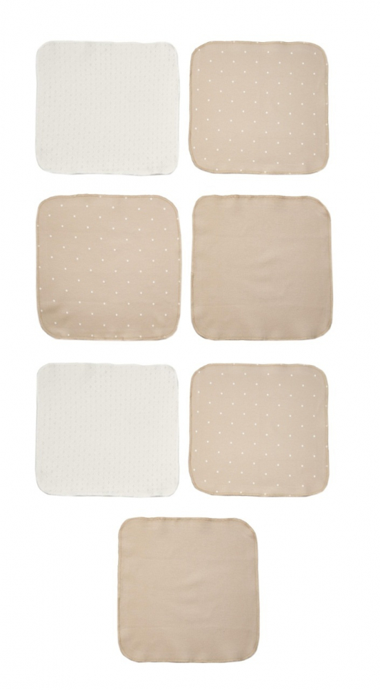 Set de 7 batistute din bumbac pentru bebelusi, BabyCosy, dimensiune 25 X 25 cm, stone