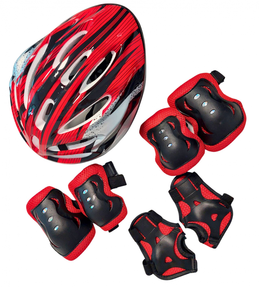 Set de protectie copii cu casca,genunchiere si cotiere Nichiduta Full Guard Set Red, material PVC+EPS - 1 | YEO