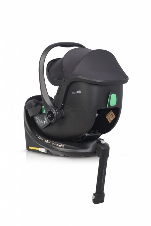 Set scoica auto si baza isofix rotativa EasyGo Buz Pro i-Size, omologat R129, cu tetiera reglabila in inaltime, copertina ajustabila, pentru copii intre 40-87 cm sau 0-13 kg, Ink - 2
