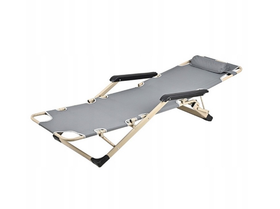 Sezlong pliabil, Ikonka, structura solida, pentru plaja sau gradina, cadru aluminiu si saltea confortabila inclusa, dimensiune 170 x 75 cm, sarcina maxima 100 kg, Grey - 1 | YEO