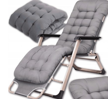 Sezlong pliabil, Ikonka, structura solida, pentru plaja sau gradina, cadru aluminiu si saltea confortabila inclusa, dimensiune 170 x 75 cm, sarcina maxima 100 kg, Grey