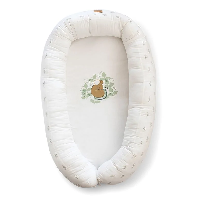 Suport de dormit Babynest 2 in 1 din bumbac Spring Cottage Hunter Green 95x65x18 cm