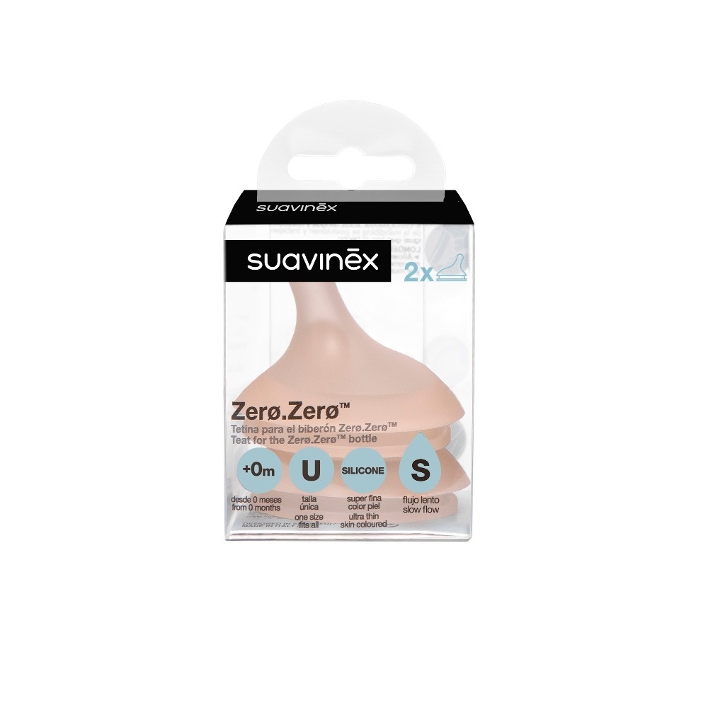 Tetina silicon anticolici, marime S, debit lent, +0 luni, Zero Zero, Suavinex, 2 buc - 1 | YEO