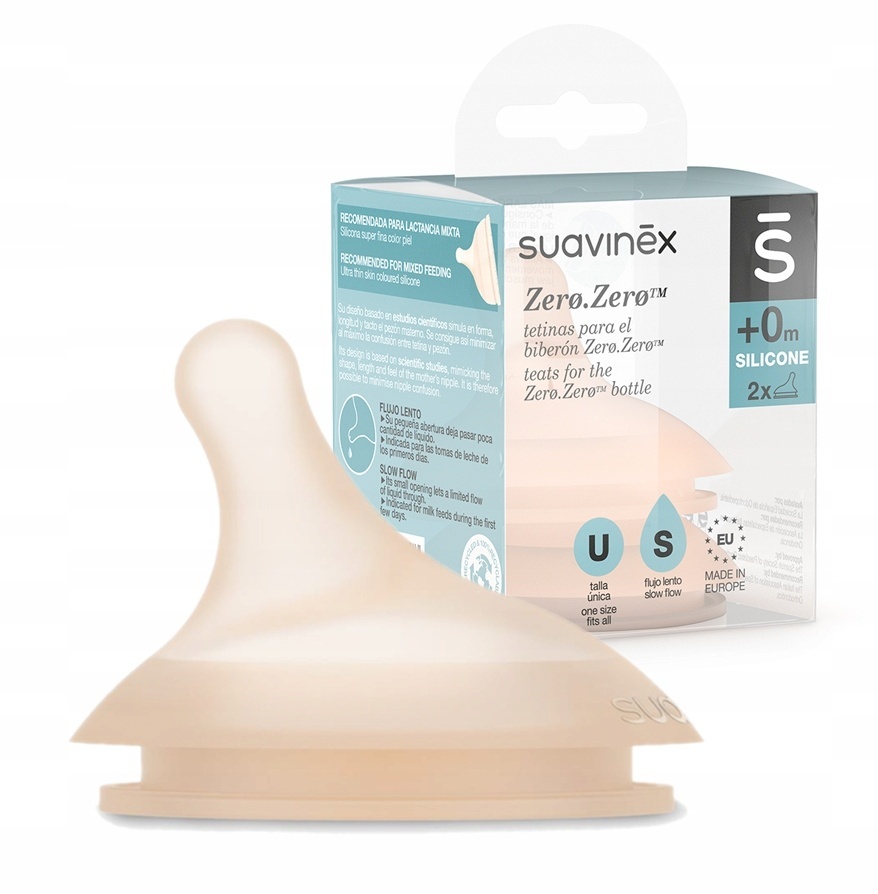 Tetina silicon anticolici, marime S, debit lent, +0 luni, Zero Zero, Suavinex, 2 buc - 2 | YEO