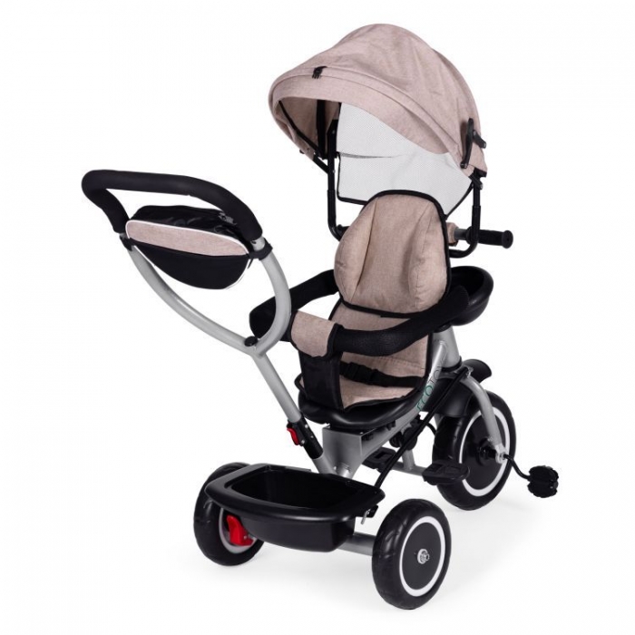 Tricicleta pentru copii Ecotoys WQL-066-52 Bej 2 in 1 cu scaun rotativ 360, roti din spuma EVA, greutate admisa 25kg - 2 | YEO