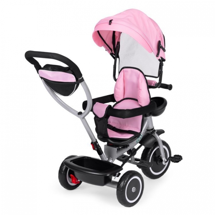 Tricicleta pentru copii Ecotoys WQL-066-52 Roz 2 in 1 cu scaun rotativ 360, roti din spuma EVA, greutate admisa 25kg - 2 | YEO