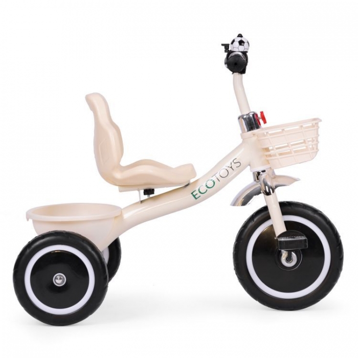 Tricicleta pentru copii Ecotoys WQL-1999 Bej, cu pedale, roti din spuma EVA, greutate admisa 25 kg - 2 | YEO