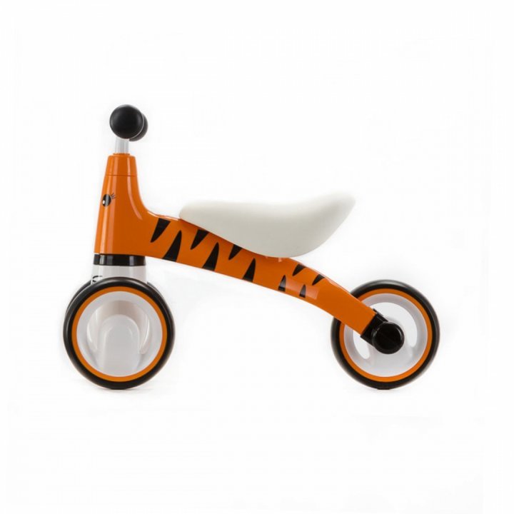 Tricicleta pentru copii, Adamex Animals, fara pedale, cu 3 roti, sistem de blocare a rotirii ghidonului, testata EN71, pentru interior  exterior, sezut moale, +12 luni, Tiger