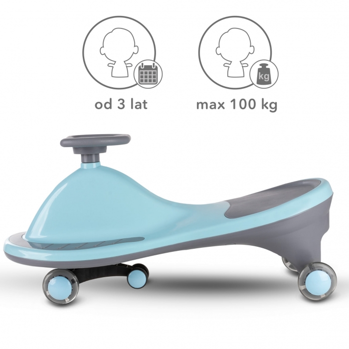PlasmaCar gravitational Kidwell Rollo Albastru, roti LED, greutate admisa 100 kg, varsta 3 ani+ - 2