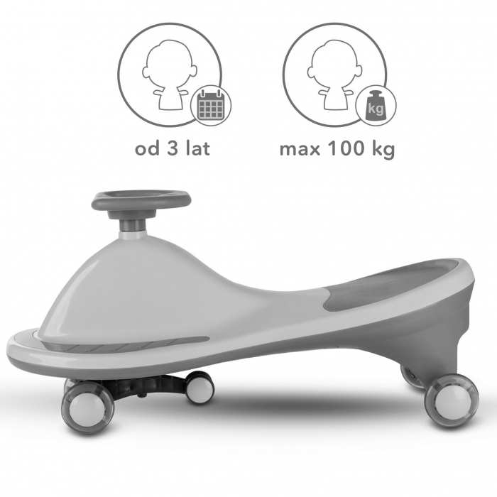 PlasmaCar gravitational Kidwell Rollo Gri, roti LED, greutate admisa 100 kg, varsta 3 ani+ - 2
