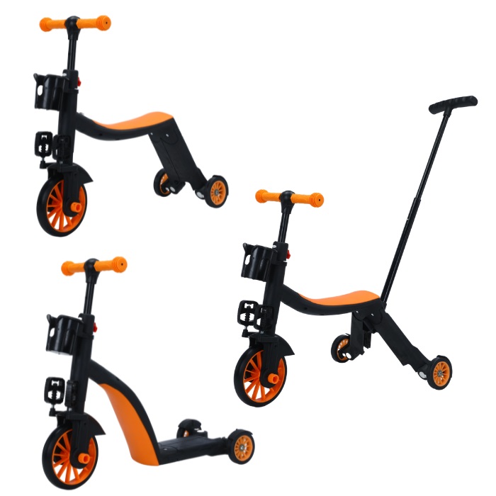 Trotineta multifunctionala 8in1 tranformabila in tricicleta cu pedale,bicicleta echilibru Orange