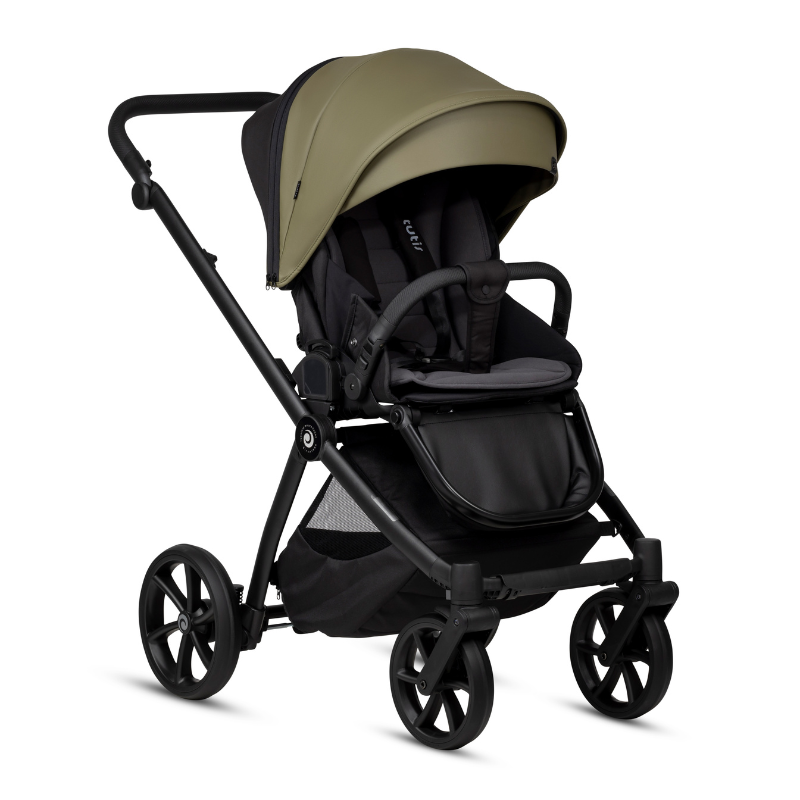 Carucior 2 in 1 Tutis Mio 3+ Olive 025 din piele, sezut reversibil, amortizoare duble, maner reglabil, accesorii incluse - 7