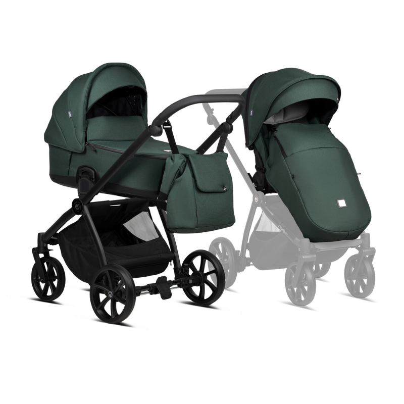 Carucior 2 in 1 Tutis Mio 3+ Pacific Green 240 din piele, sezut reversibil, amortizoare duble, maner reglabil, accesorii incluse - 11