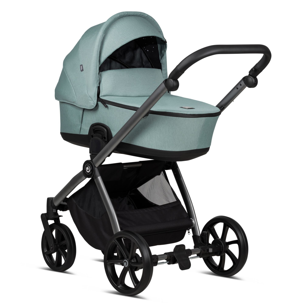 Carucior 2 in 1 Tutis Mio 3+ Turquoise 243 din piele, sezut reversibil, amortizoare duble, maner reglabil, accesorii incluse - 10
