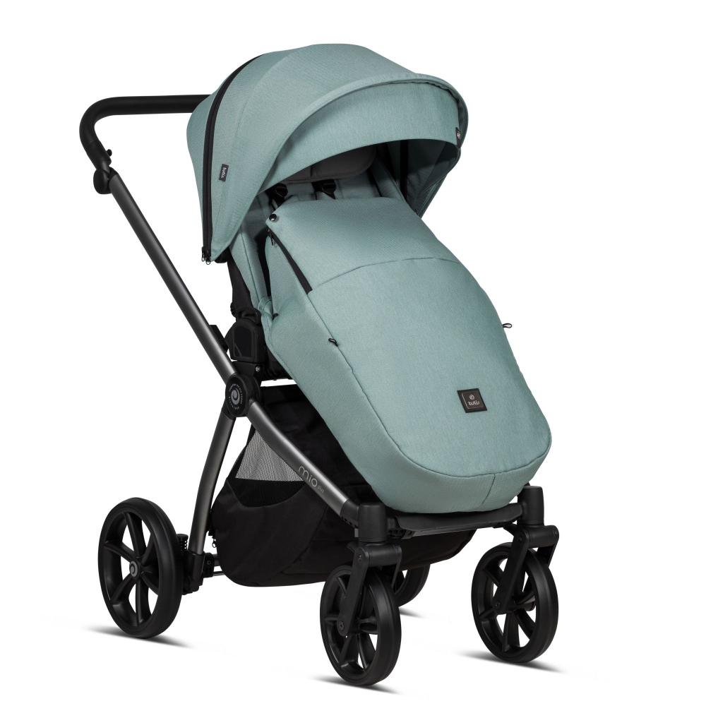 Carucior 2 in 1 Tutis Mio 3+ Turquoise 243 din piele, sezut reversibil, amortizoare duble, maner reglabil, accesorii incluse - 3