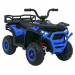 Atv electric pentru copii Robust Blue, 4 motoare de 35W, baterie de 12V/7Ah, telecomanda 2.4G cu 3 viteze, roti spuma EVA, scaun piele ecologica, port USB, MP3, radio FM, Bluetooth, Lumini LED, pedala acceleratie