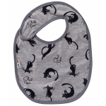 Baveta impermeabila din bumbac cu inchidere velcro 23x20cm Akuku Grey Cats
