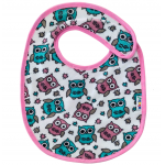 Baveta impermeabila din bumbac cu inchidere velcro 23x20cm Akuku Pink Owls