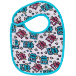 Baveta impermeabila din bumbac cu inchidere velcro 23x20cm Akuku Turquoise Owls