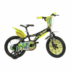 Bicicleta pentru copii Dino Bikes Aventurile dinozaurului, roti 14 inch, inaltime utilizator 95-115 cm, greutate suportata 50 kg
