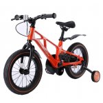 Bicicleta copii Lamborghini cadru magneziu portocalie 14 inch,scaun reglabil de la 50 la 55 cm, potrivita pentru copii cu inaltimi intre 95-120 cm, frane pe ghidon, pedale antiderapabile