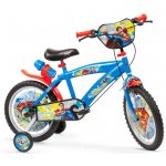 Bicicleta copii Toimsa Superman 16 inch, cu roti ajutatoare si sticluta de apa cu suport,de la 5 ani, inaltimea recomandata intre 110-120 cm, scaun si ghidon reglabile pe inaltime