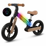 Bicicleta fara pedale, cadru nailon cu LED, roti EVA, Kidwell Suno Bej-Negru